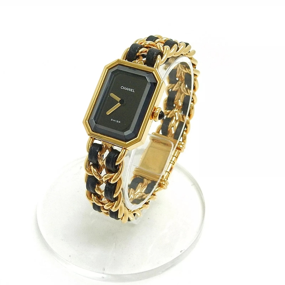 Auth CHANEL Watch Size L Gold Plate Quartz - Picture 1 of 10